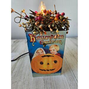 Wooden light up Halloween pumpkin decor children fall